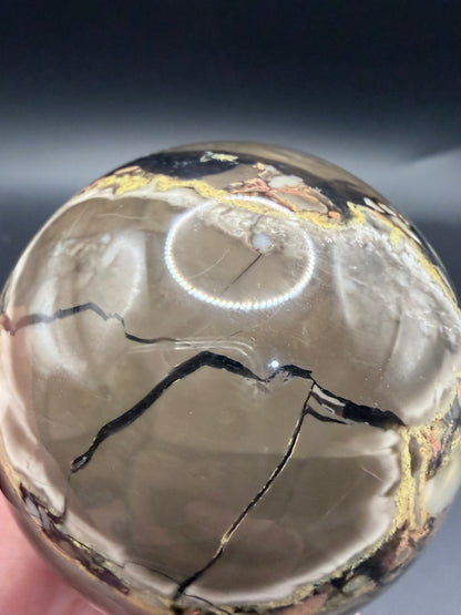 Volcano Agate Sphere – UV Reactive Green Glow