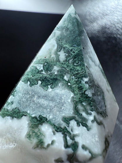 Extra Large Moss Agate Tower with Druzy 35cm 1.4kg