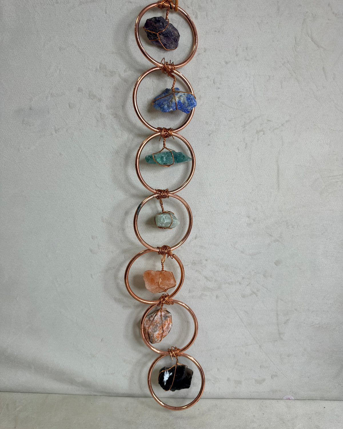 7 Chakra Raw Crystal Wall Hanging – 30cm