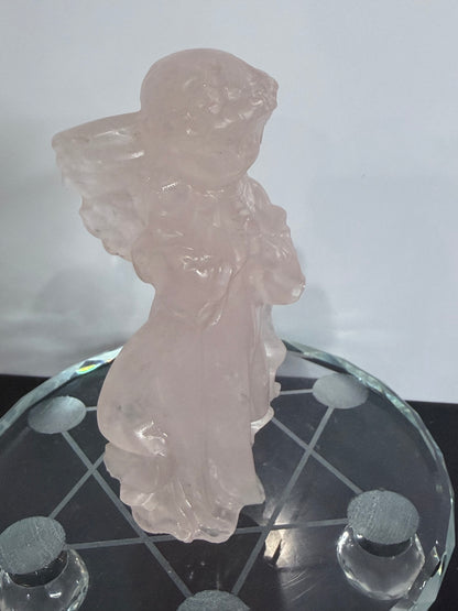 Rose Quartz Angel Crystal Carving – 10cm