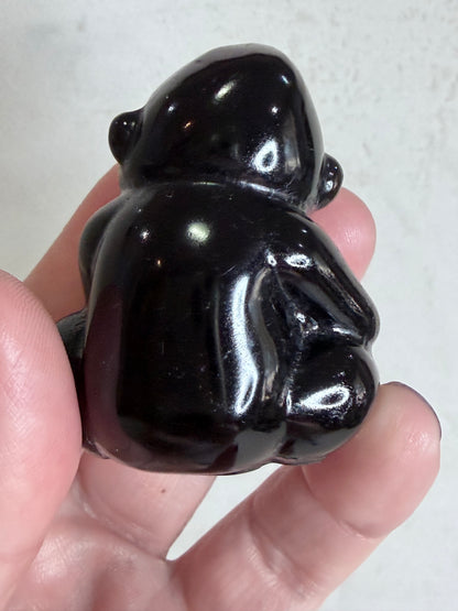 Black Obsidian Monkey Carving 5cm