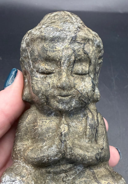 Pyrite Buddha Carving – 12 × 6.5 cm (692 g)