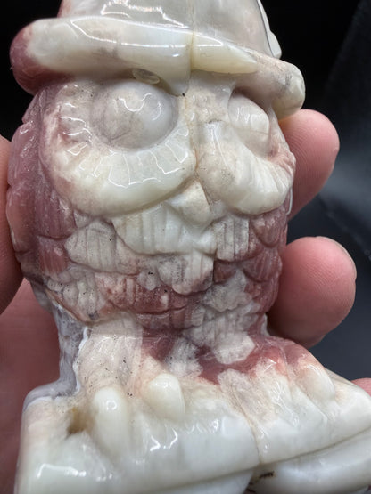 Flower Agate Owl Carving