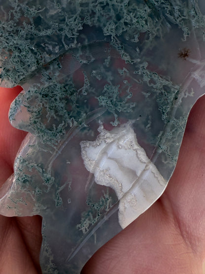 Moss Agate Butterfly On Gold Stand