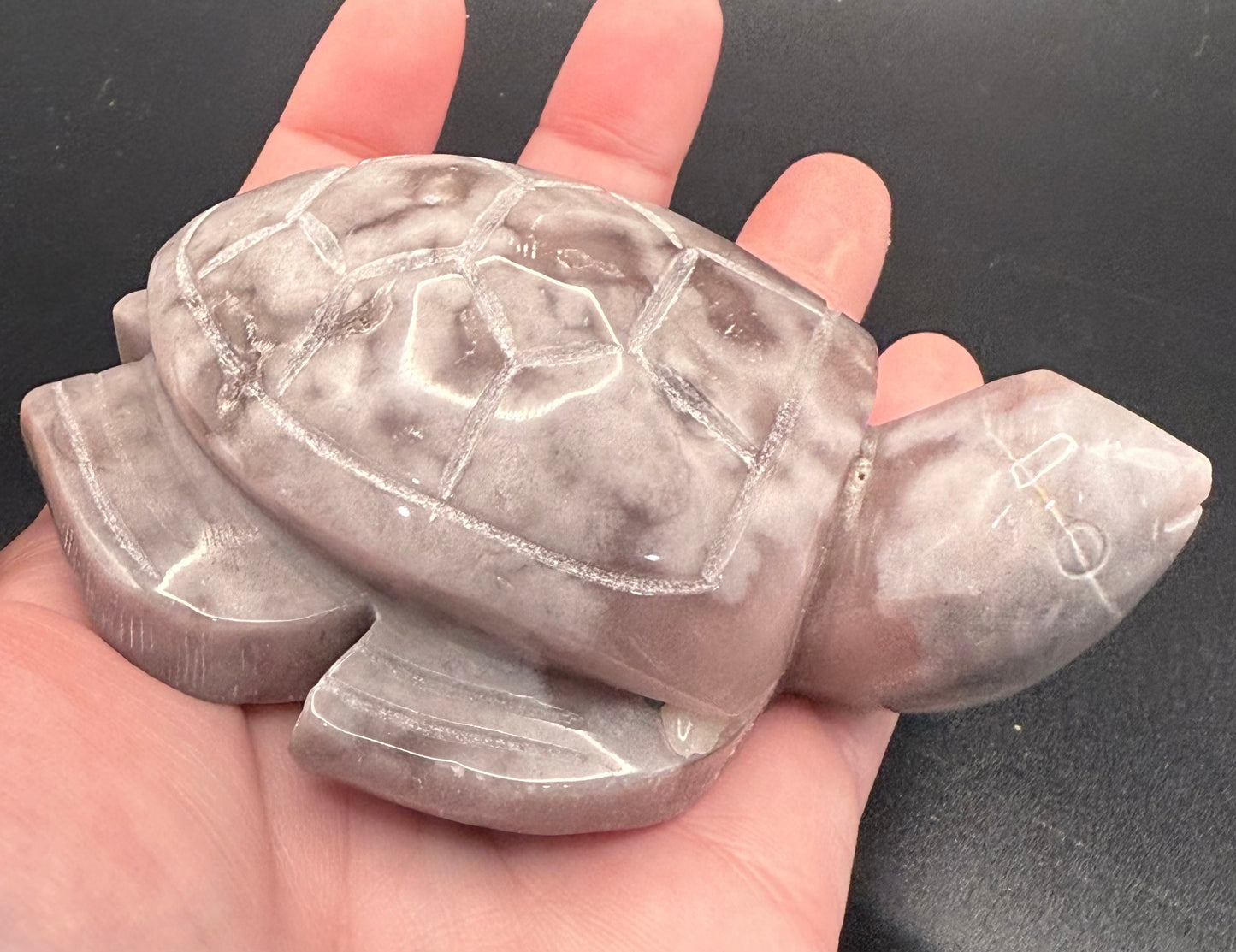 Grey Agate Turtle with Sparkling Druzy
