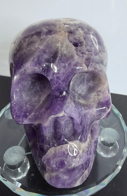 Chevron Amethyst Skull – 950g Statement Piece (One-of-a-Kind)