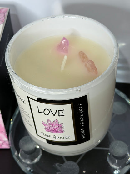 Love Crystal Energy Candle – Rose Quartz | 180g