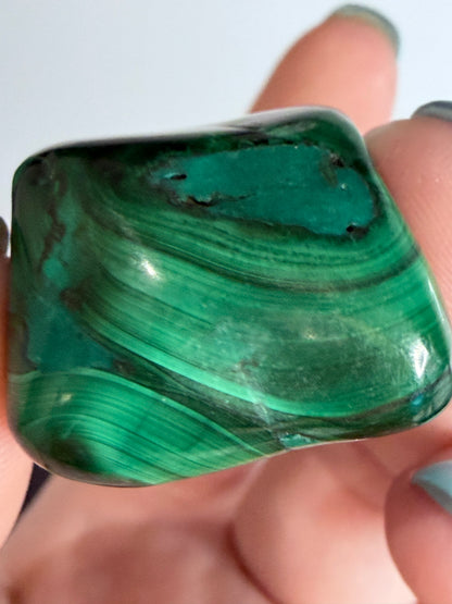 Malachite Polished Tumble – Natural Banded & Orbicular D -