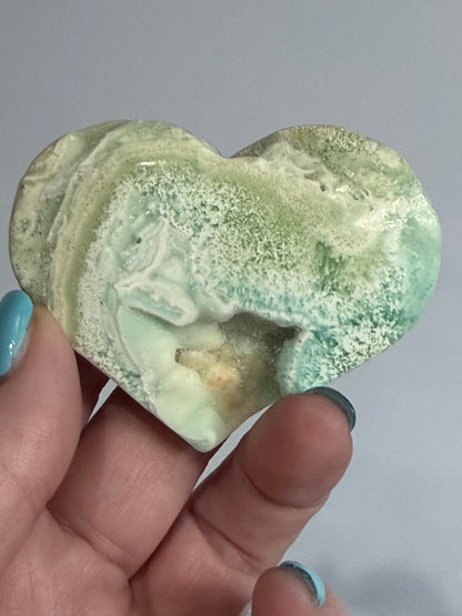 Blue Aragonite Heart – Self Standing A - 6.8cm