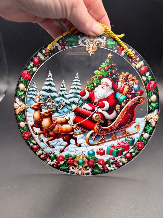 Santa Sleigh Christmas Wall Hanging