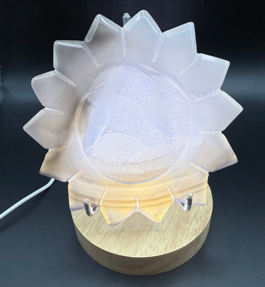 Druzy Agate Sunflower Lamp with Light Stand