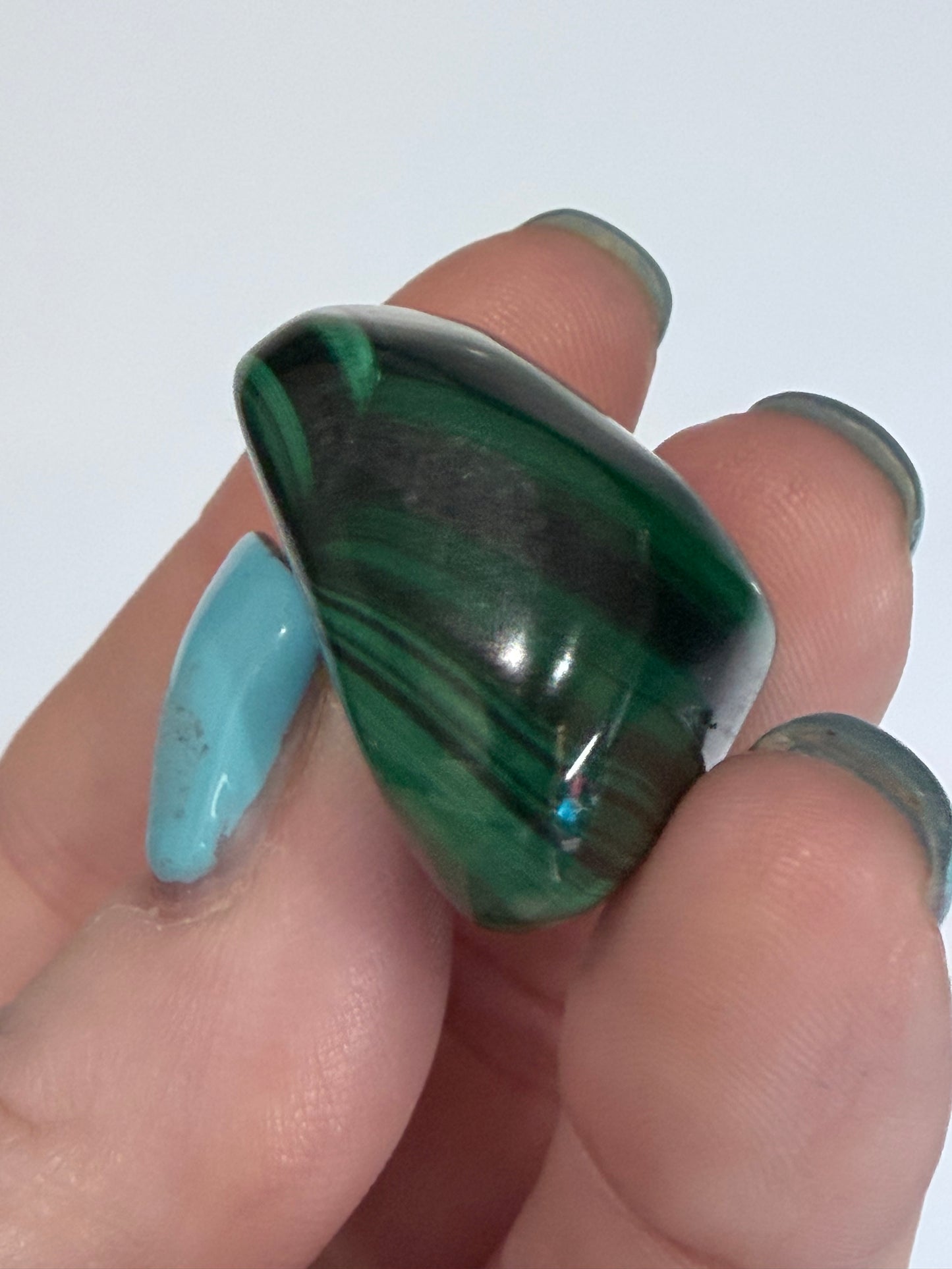 Malachite Tumble Stone - Concentric “eye” patterns A -
