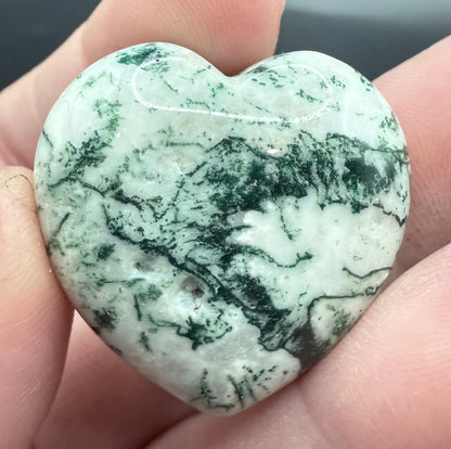 Moss Agate Heart – 3 cm