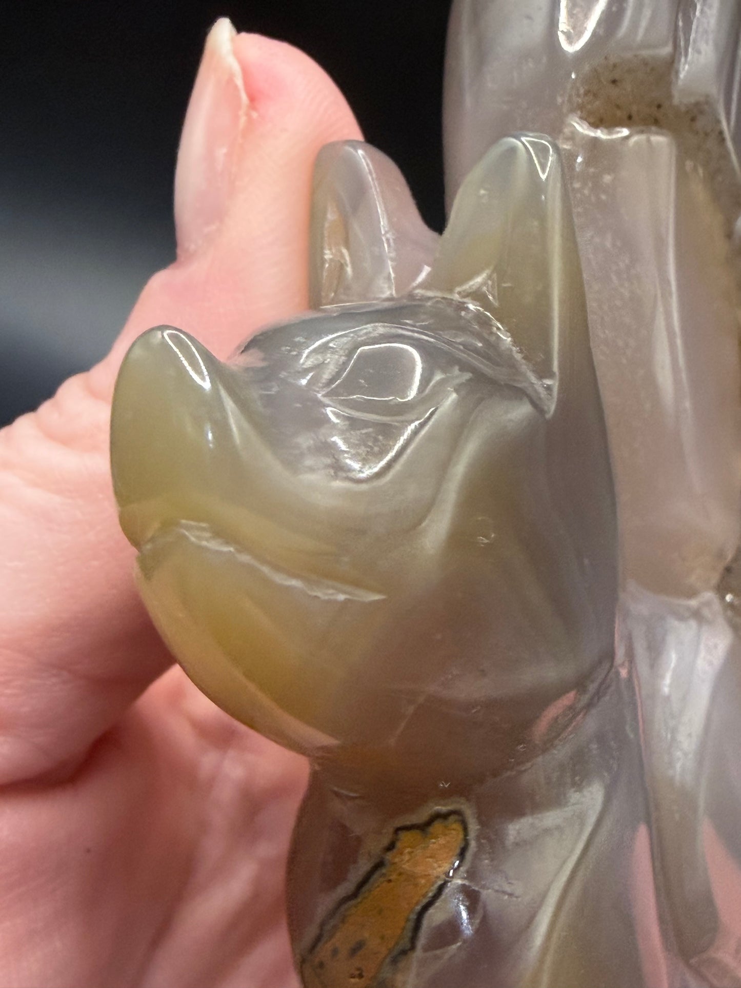 Nine-Tailed Fox Druzy Agate Carving