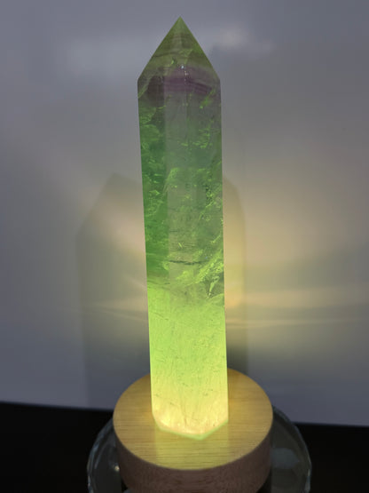 Watermelon Fluorite Tower with Light Base – 18cm | 485g