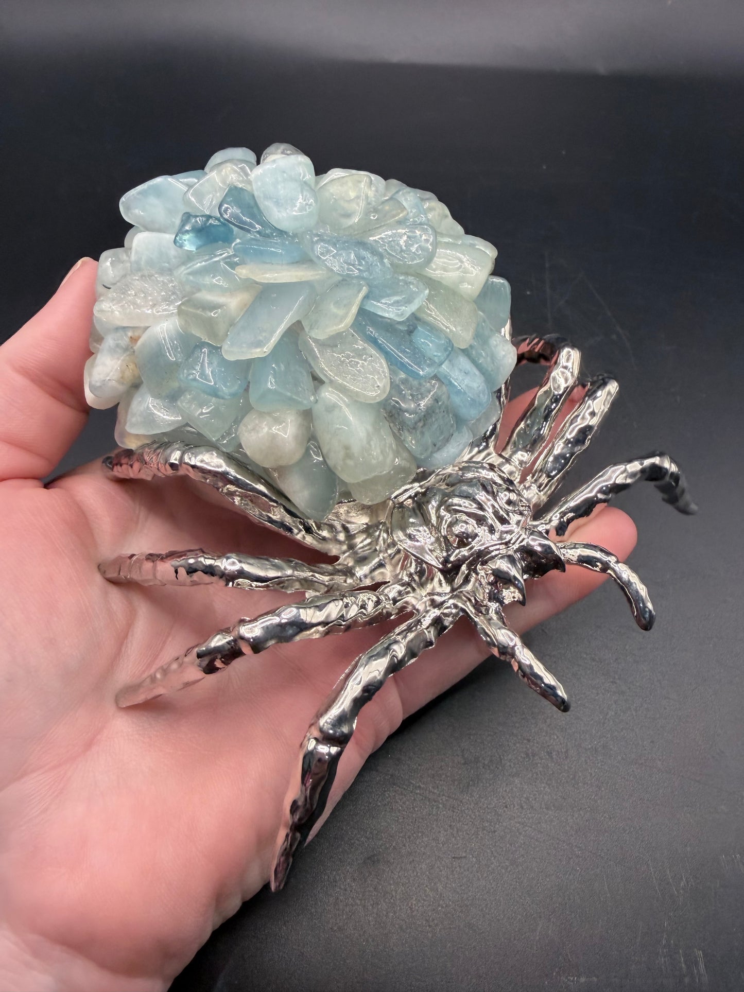 Aquamarine Crystal Spider Lamp