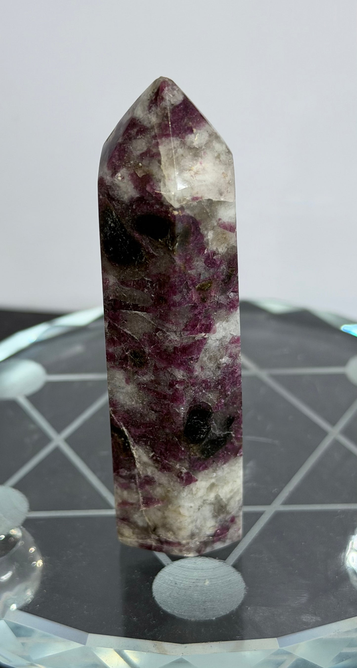 Pink Tourmaline in Quartz Crystal Tower – 8.2cm | 65g A