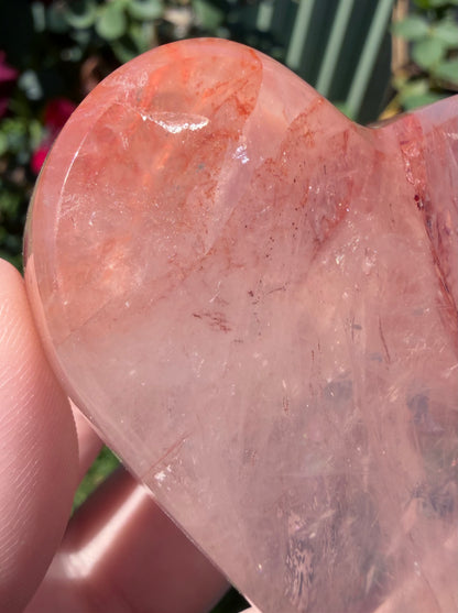 Fire Quartz Flat Heart (Hematoid Quartz) Heart – 5.6 cm | 106 g