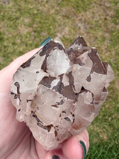 Hematoid Clear Quartz Cluster (Iron-Stained Quartz) – 222g | 6.2 × 5cm