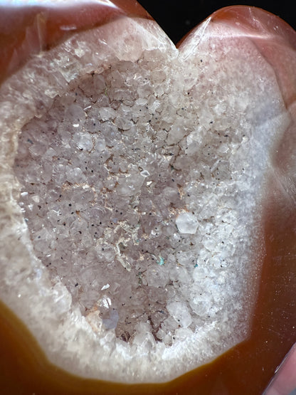 Carnelian Agate Druzy Heart on Silver Stand