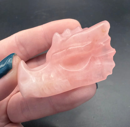 Rose Quartz Dragon Head Carvings