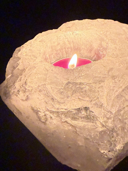 Clear Quartz Raw Candle Holder