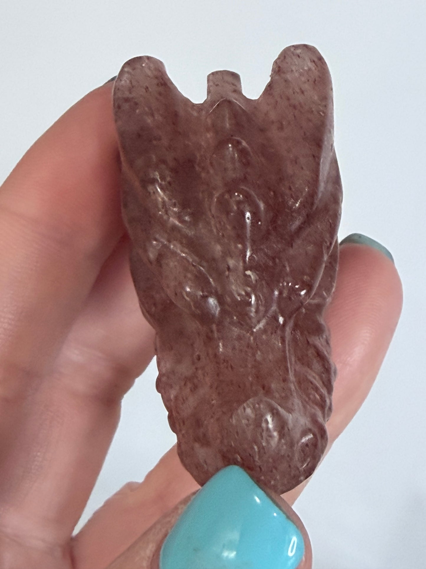 Strawberry Quartz Dragon Head Carving A - 5cm