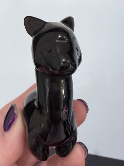 Black Obsidian Llama Carving – 8cm