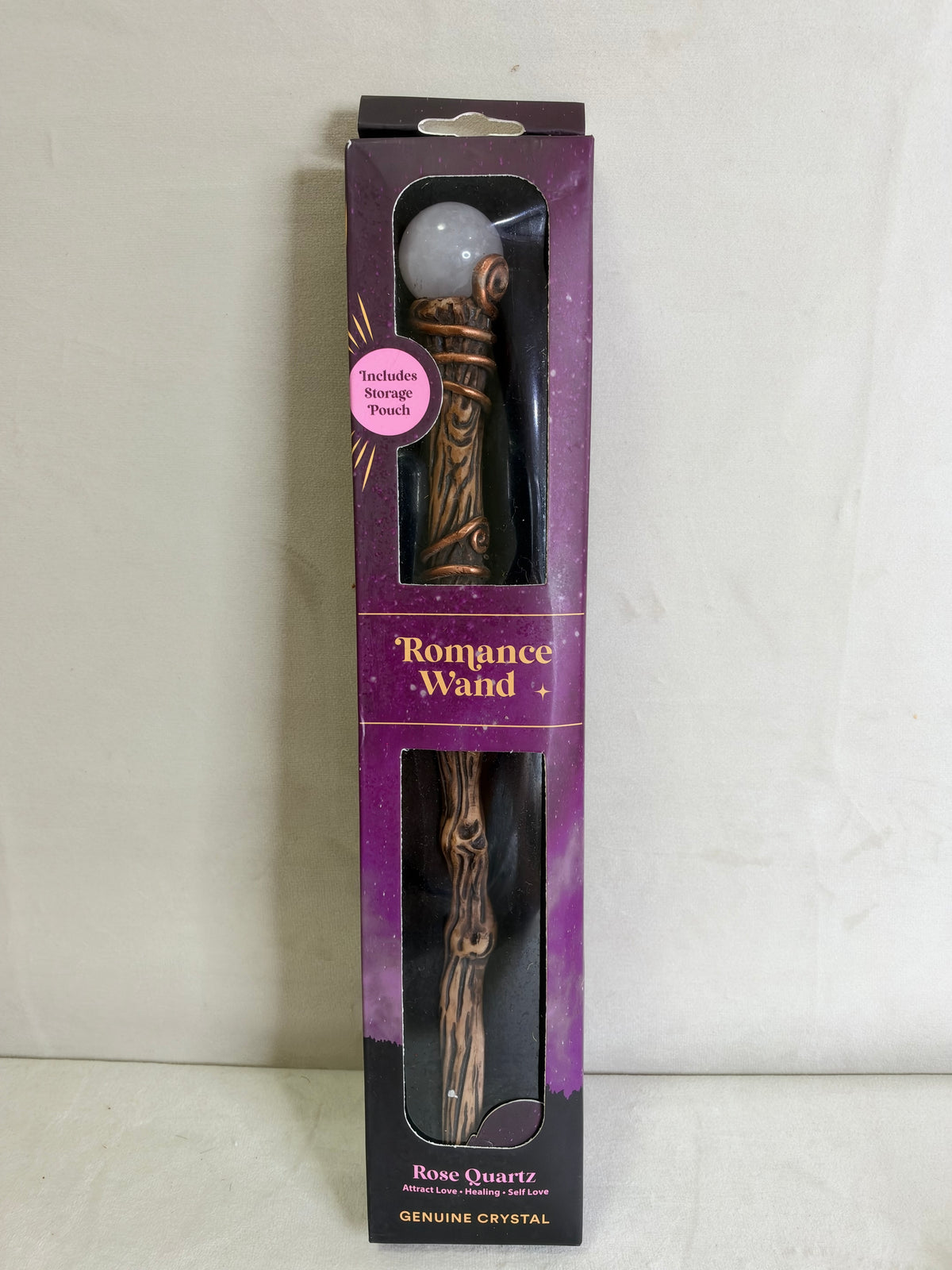Rose Quartz Romance Wand with Storage Pouch