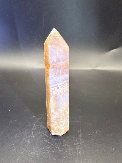 Peach Moonstone Tower with Blue Flash - Crystal wonderland By Lisa