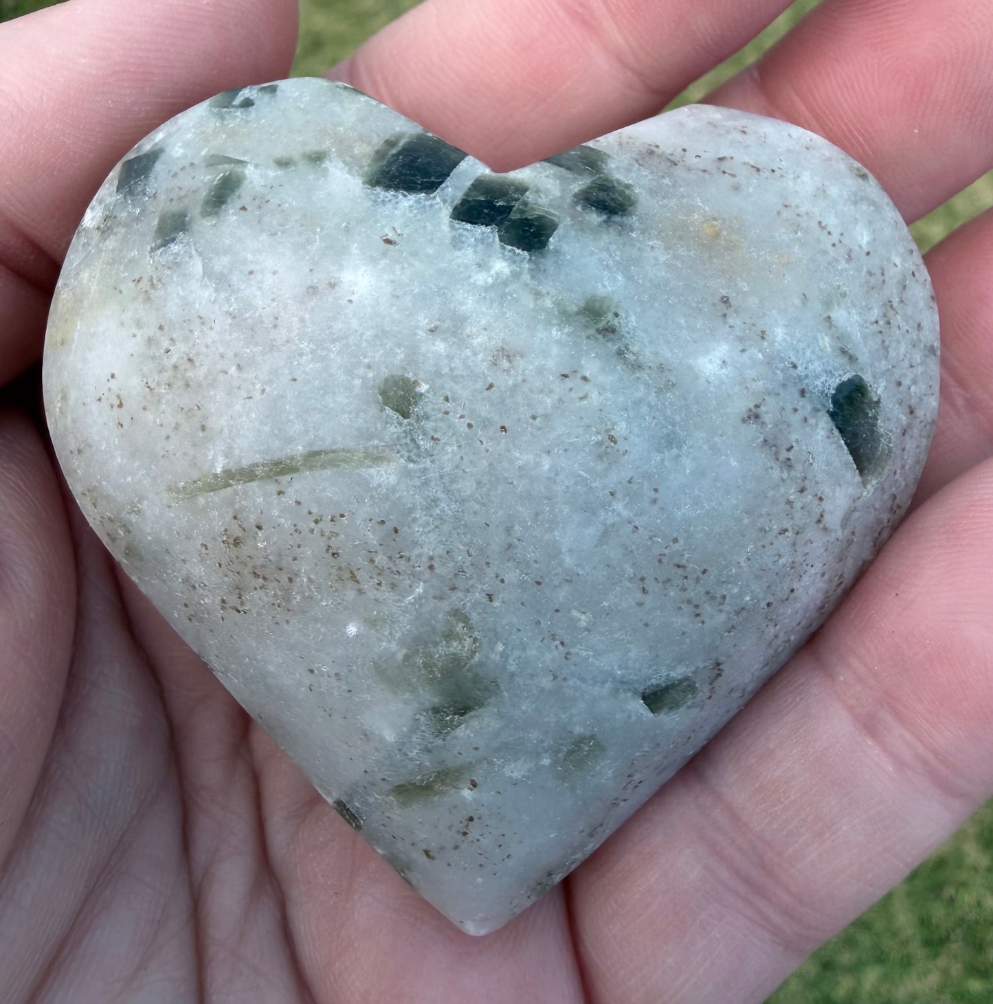 Green Tourmaline in Quartz Heart