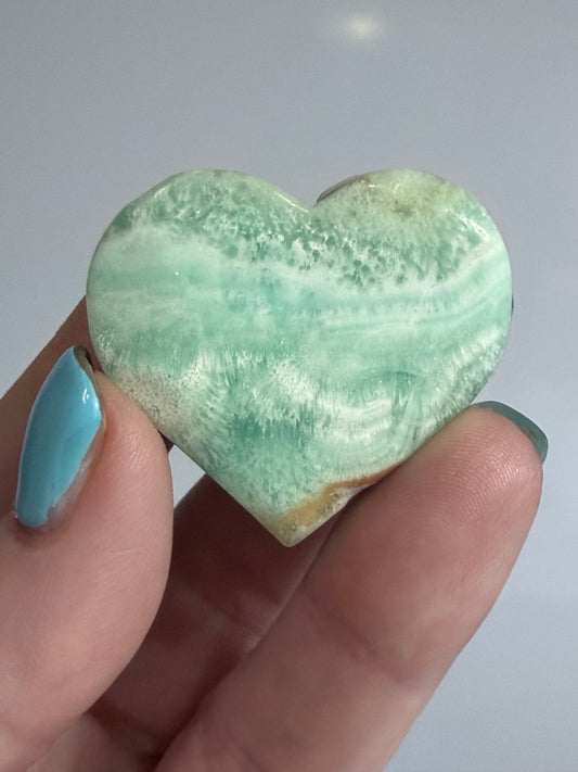 Blue Aragonite Heart – Small| Self Standing D - 4cm