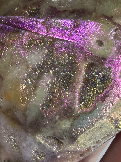 Aura Coated Sphalerite Druzy Heart with Natural Cave - 6cm