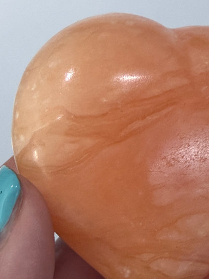 Orange Calcite Heart with Stand – 133g E 6.7cm