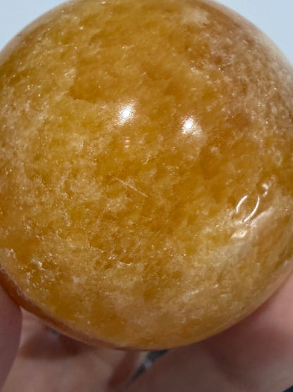 🍊 Orange Calcite Sphere – 5.6 cm | 260 g