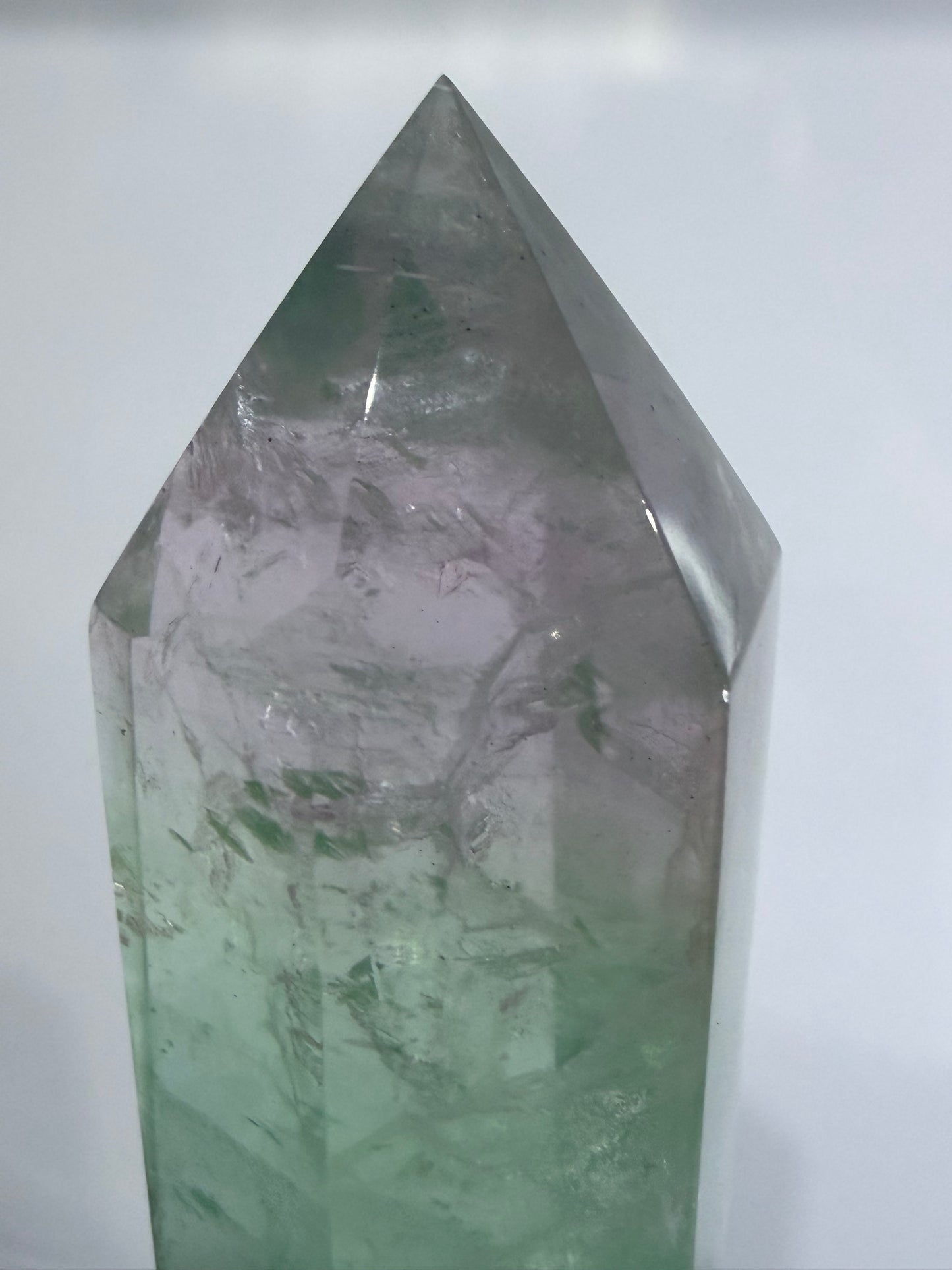 Watermelon Fluorite Tower with Light Base – 18cm | 485g