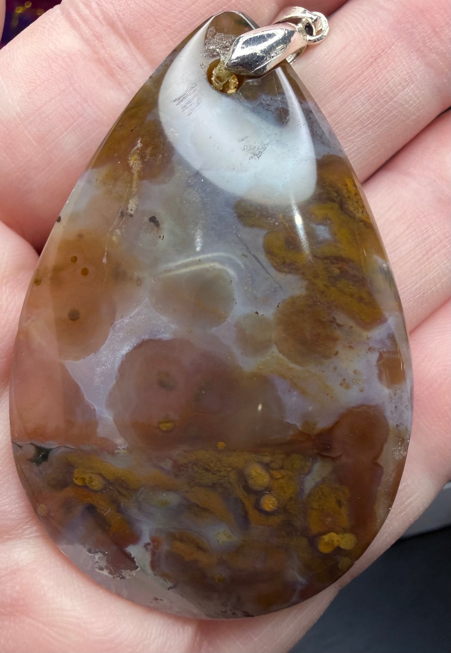 Ocean Jasper Crystal Pendant – Orbicular Jasper from Madagascar | 6 × 4 cm