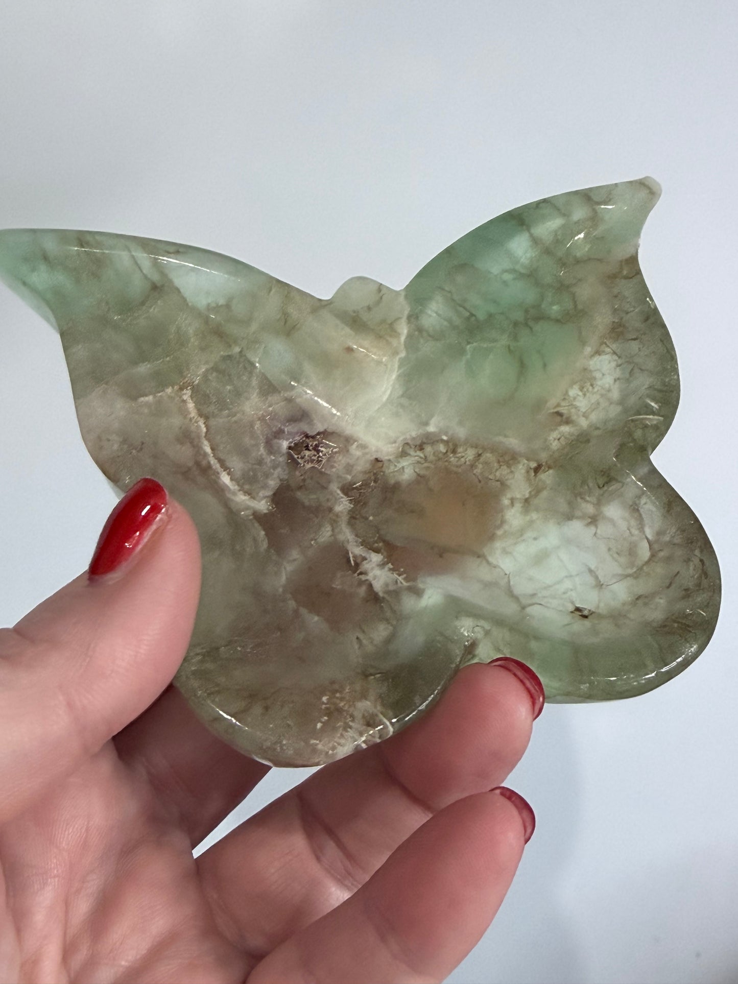 Green Fluorite Butterfly Carving Bowl – 344g