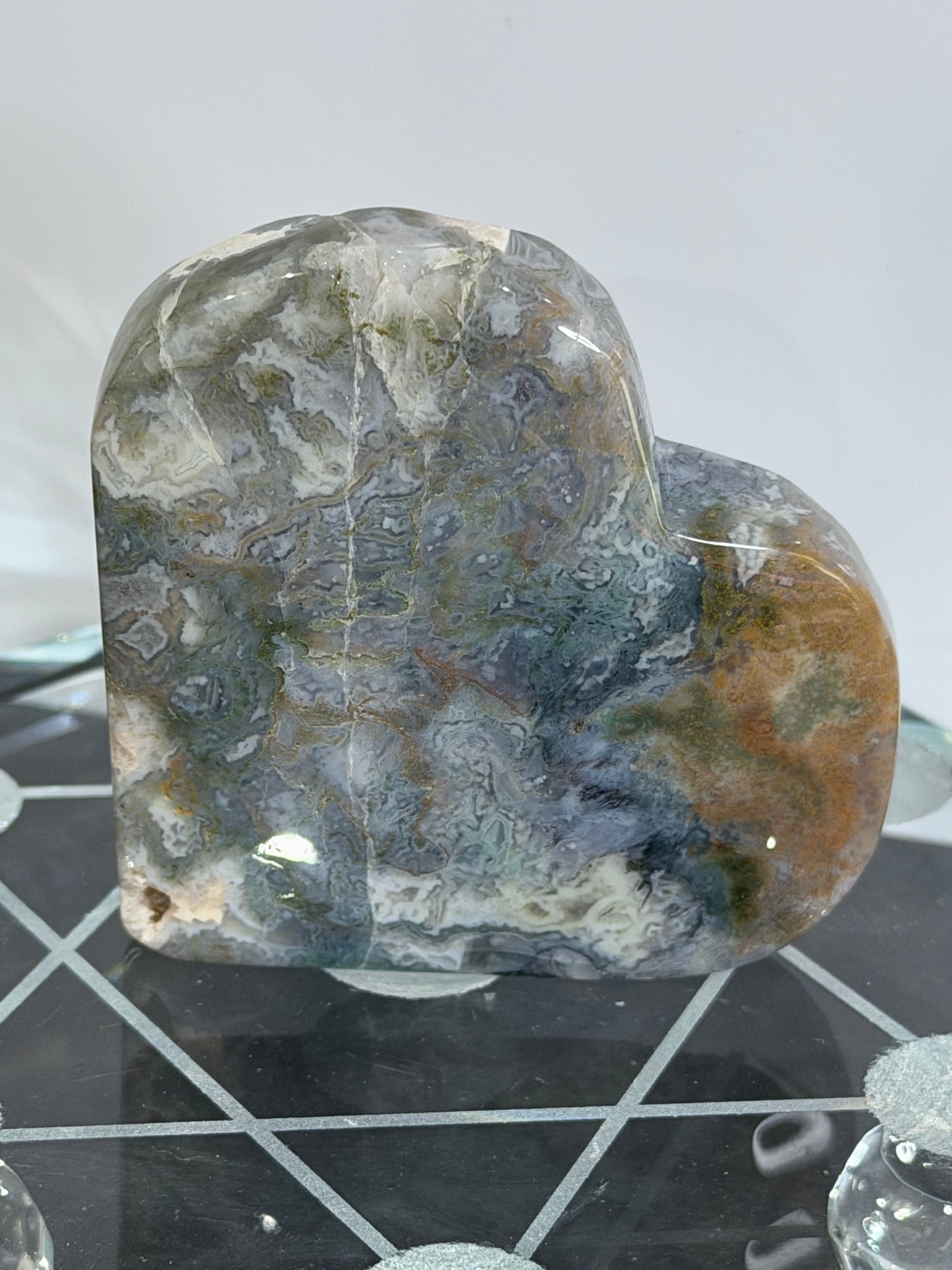 Blue Moss Agate Druzy Heart – Self Standing 

Supports gentle heart healing & self-love
