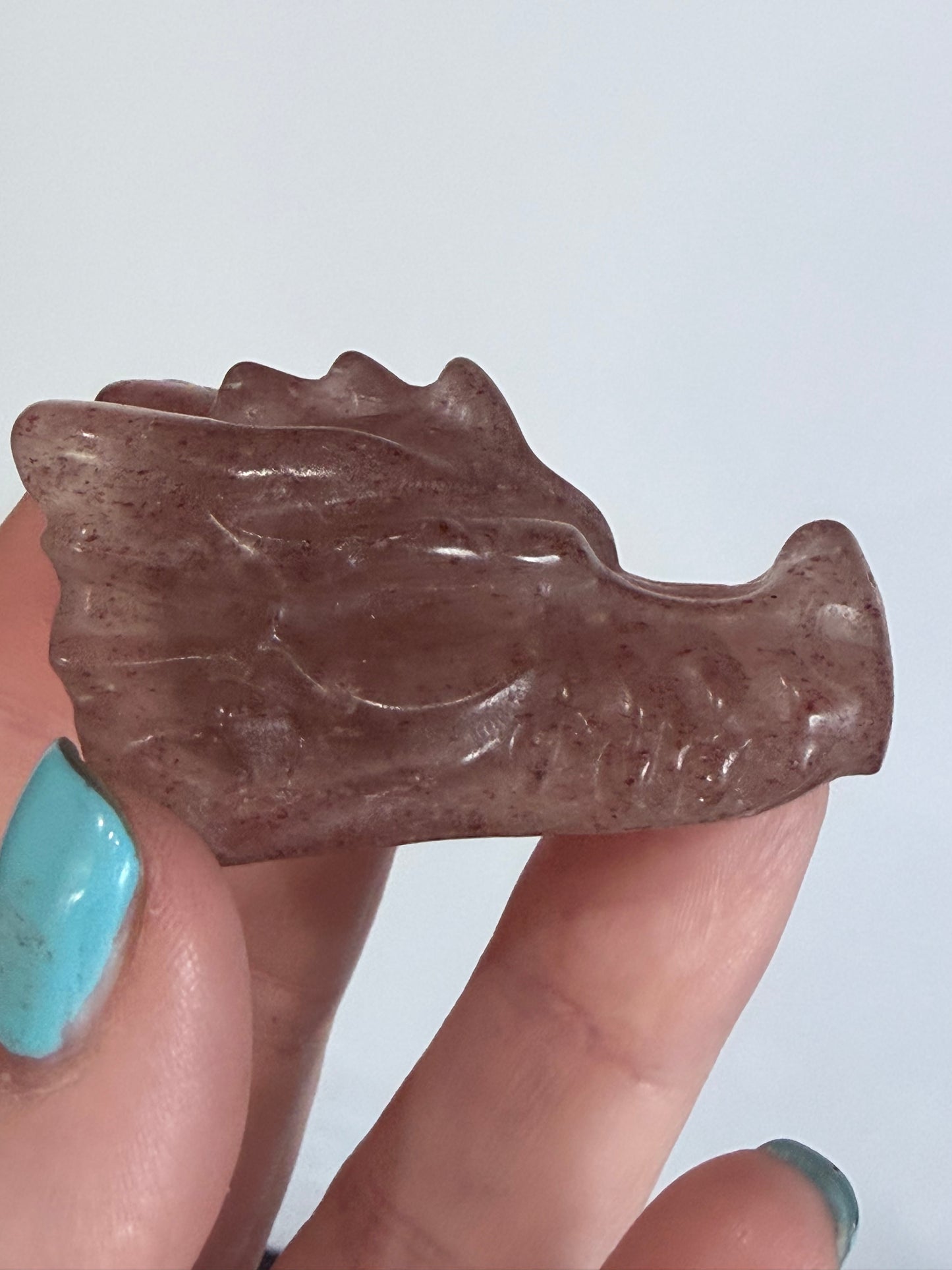 Strawberry Quartz Dragon Head Carving B - 5cm