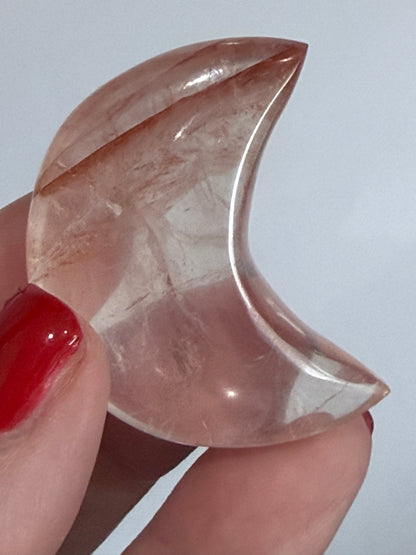 Fire Quartz Moon Carving – 5 cm (Pick Your Own)