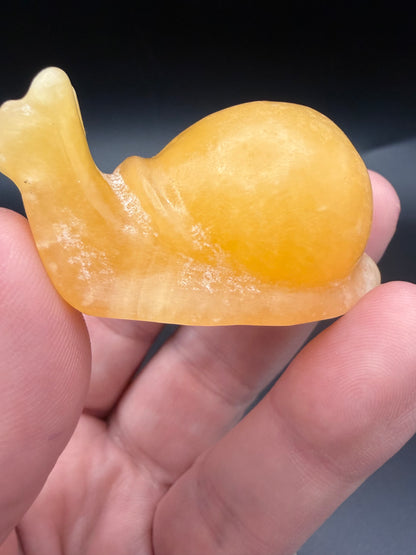 Orange Calcite Snail Carving – 5cm