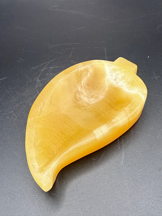Yellow Calcite Leaf Bowl