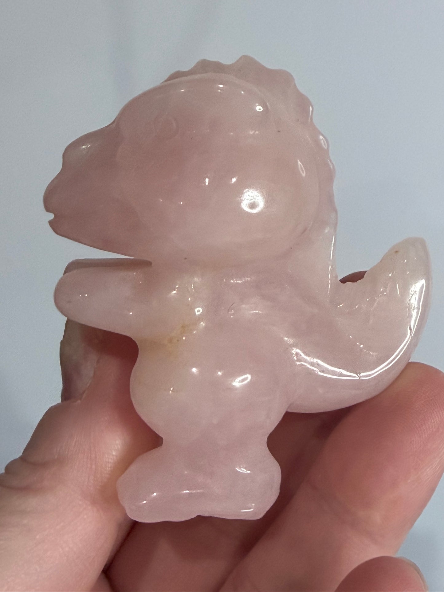 6cm T-Rex Rose Quartz Crystal Carving