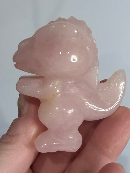 6cm T-Rex Rose Quartz Crystal Carving