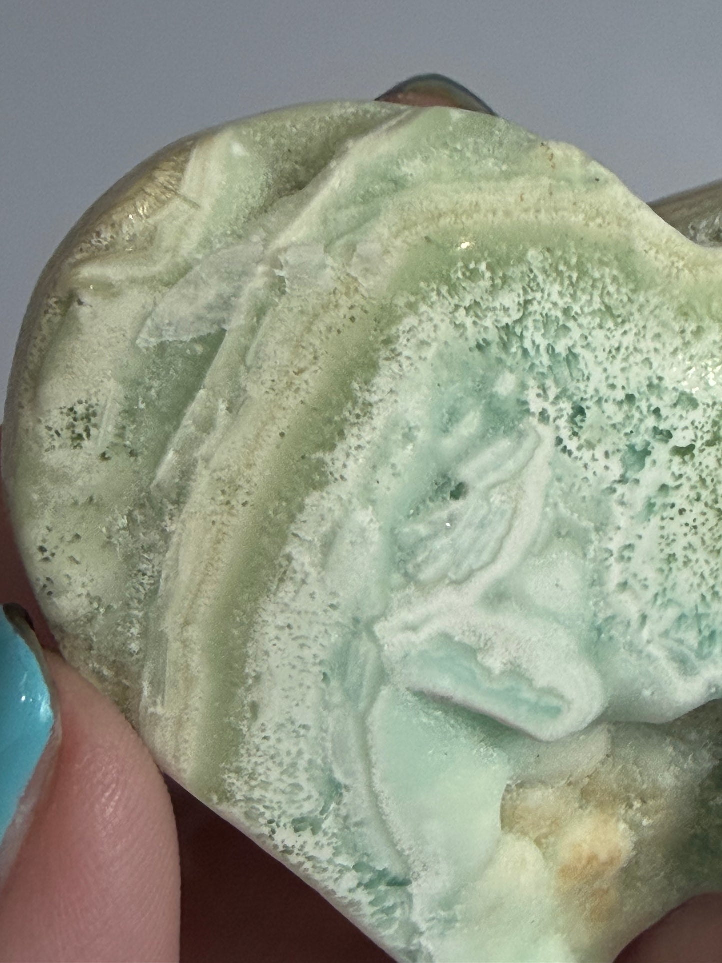 Blue Aragonite Heart – Self Standing A - 6.8cm
