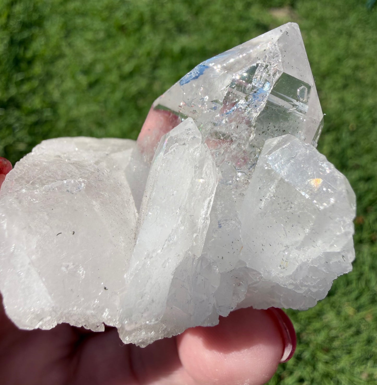 Clear Quartz Cluster with Rainbows – 107g