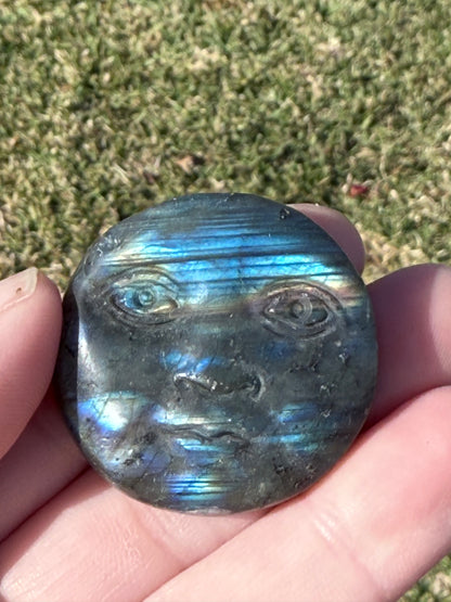 Labradorite moon Face Carving