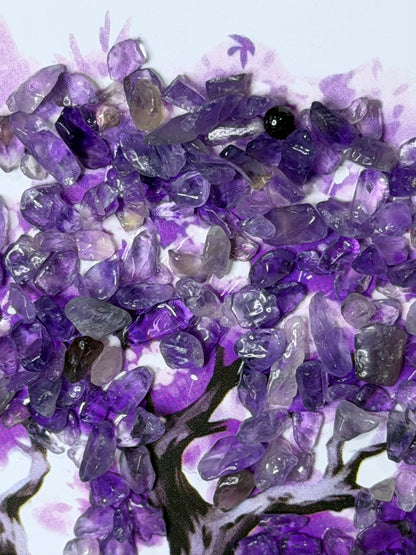 Amethyst Gemstone Tree of Life Framed Crystal Art | 15 x 20cm