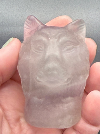 Rainbow Fluorite Wolf Head (UV Reactive) | 7cm